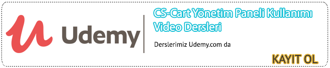 CS-Cart Udemy yönetim paneli kullanımı video dersleri